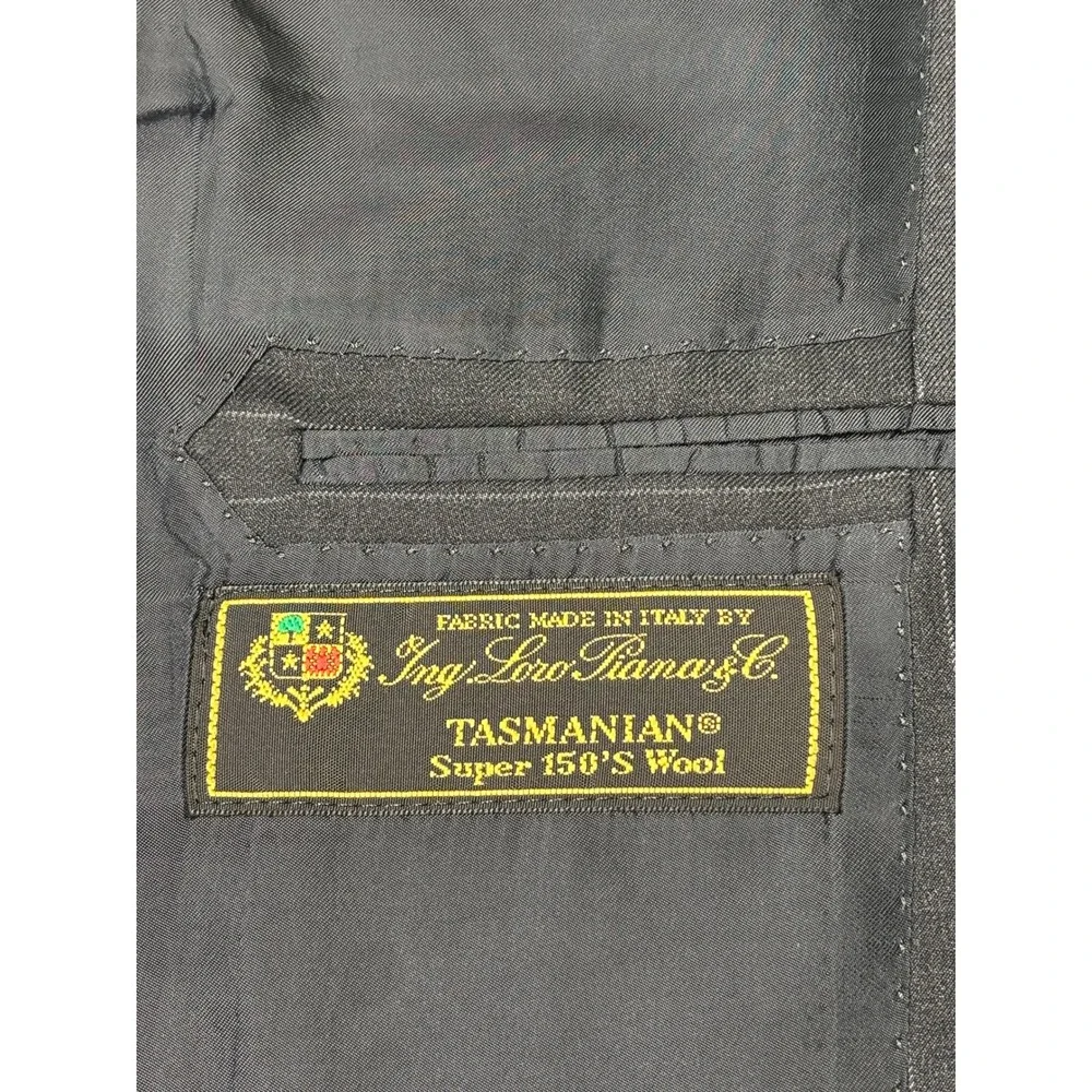 Hickey Freeman Loro Piana Super 150s Wool Pinstripe Blazer 42L Charcoal‎
